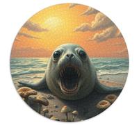 Sceau Puzzle Rond De 1000 Pièces pour Animauxs Das Tier Unique Réduction du Stress Activité Familiale 1000pcs (67.5x67.5cm)