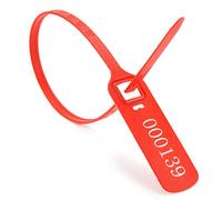 Sceaux inviolables en plastique, Attaches à tirer numérotées, verrouillage Clip en métal, 400mm, multicolores, paquets de 100 et 500 pièces(Red,100pcs)