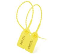 Sceaux inviolables en plastique, Attaches zippées autobloquantes numérotées en série, paquet multicolore de 100 pièces ou 500(Yellow,500pcs)
