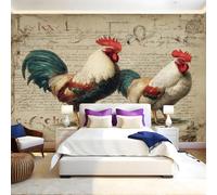 Sceaux RéTro Papier Peint 300x210 cm Famille d'animaux coqs Panoramique 3D Poster Geant Mural Photo Muraux Pour Salon Chambre à Coucher Maison Décoration Intérieure Moderne
