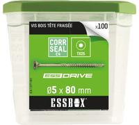 SCELL-IT, Vis ESSBOX à bois, Ø5 mm x 80 mm, Boite de 100, EX-1371181, des fixations durables et performantes pour tous vos projets en bois