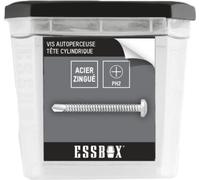 SCELL-IT, Vis ESSBOX Autoperceuse, zingué blanc, Tête cylindrique, Empreinte PH, Ø4,2 mm x 16 mm, Boite de 1000, EX-94702142016, Plots hexagonaux, Couvercles amovibles, Boîtes empilable