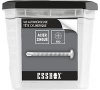 SCELL-IT, Vis ESSBOX Autoperceuse, zingué blanc, Tête cylindrique, Empreinte PH, Ø4,2 mm x 19 mm, Boite de 1000, EX-94702142019, Plots hexagonaux, Couvercles amovibles, Boîtes empilable
