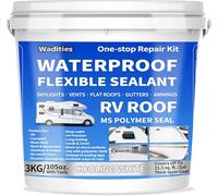 Scellant imperméable blanc, Wadities 3KG Scellant élastomère imperméable scelle, protège et répare les fuites immédiatement - pour l'intérieur et l'extérieur