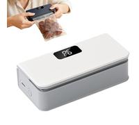 Scelleur de sacs mini rechargeable USB C, une touche réglable portable fraîcheur, scelleur thermique 6 niveaux avec coupe-bord, affichage LED, base magnétique pour frigo cuisine (Blanc)
