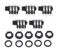 Scelôtre stéréo Jack 6.35 mm 6P Connecteur audio de guitare en plastique durable pour remplacement de la guitare électrique et mise à niveau de 5pcs avec des écrous et des (Avant)