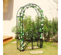 SCENDOR Tonnelle robuste avec portail, 124 cm x 212,1 cm, treillis en fer pour roses, vignes, support pelouse, jardin, terrasse, fête de mariage