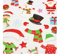 Global Gift Scène à décorer - Autocollants Mousse 3D Habits de Noël