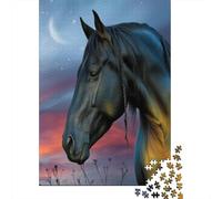 Scène agricole Traditionnelle à Minuit Dark Cheval1000 Pièces, Puzzle Impossible pour Adultes, Cadeaux, pour Enfants38x26cm/1000pcs