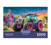 Scène animée des tracteurs Puzzle 1000 Pièces Carton Premium Illustration Rurale colorée pour Couples, Loisir en Intérieur, pour Habitants D’Appartements 38x26cm 52x38cm/1000pcs