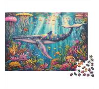 Scène Baleine sous-Marine Casse-tête 1000 Pièces en Carton Recyclé, Puzzle Complexe défi Entre Amis pour Un Tableau À Encadrer, Superbe Idée Cadeau 70x50cm/1000pcs