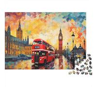 Scène Bus Londres Difficile Puzzle 1000 Pièces pour Adultes Bus Londonien Iconique et Paysage Emblématique Premium Robuste Haute Qualité Vibrant Défiant Anti-Stress 38x26cm/1000pcs