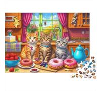 Scène Chats dans la Cuisine Puzzle 1000 Pièces pour Adultes, Un Jeu De Dexérité Très Difficile Puzzle Éducatif avec des Défis 52x38cm/1000pcs
