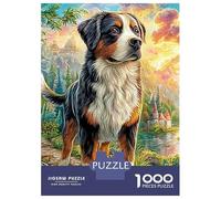 Scène Chien Montagne 1000 Pièces Carton Recyclé Berger Allemand Fleurs Puzzle, 12+, Entraînement Cerveau, Cadeau Personnalisé & Décor Mural 38x26cm/1000pcs