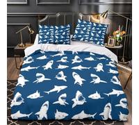scène d'attaque de requin Parure de Lit Microfibre Hypoallergique 3D Effet Douce faune marine Housse de Couette Fermeture Éclair Ultra Douce Respirante for Garçons Adolescents King（220x240cm）