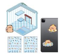 Scène d'autocollants Capybara,scènes d'autocollants de dessins animés | Autocollants de chambre Capybara de dessin animé pour | Faites vos propres autocollants mignons, autocollants de salle amusants