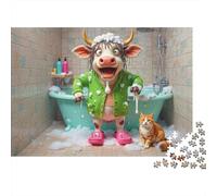 Scène de baignade de Vache drôle 1000 Stücke Hochwertiger Karton Puzzle Für Gruppen Erwachsene Brain Training Stressabbau Entspannung Preis-Leistungs-Sieger 52x38cm/1000pcs