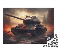 Scène de Bataille de Chars de Guerre - Puzzle de 1000 pièces pour Adultes - Char de Combat coloré en Pleine scène de Guerre - 52 x 38 cm - 1000 pièces