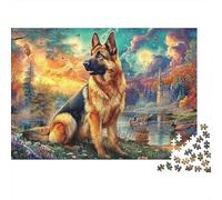 Scène de Berger Allemand Puzzle De 1000 Pièces Puzzle hautement jouable Élément Essentiel pour Les Soirées De Jeux en Famille, Adultes Et Enfants 70x50cm/1000pcs