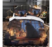 Scène de bibliothèque confortable Parure de Lit Imprimé en 3D Microfibre résistante Léger Coin lecture fantastique Housse de Couette Fermeture Éclair Super Douce for Femmes Single（140x200cm）