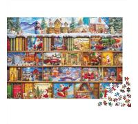 Scène de bibliothèque de Noël 1000 Pièces Puzzle Unique Décoration Moderne Calendrier de l'Avent avec des scènes de Noël Puzzles Jouets De Jeu pour Adultes Et Enfants 52x38cm/1000pcs