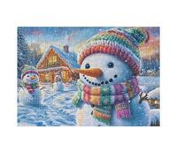 Scène de Bonhomme de Neige Devant Le Chalet 300 Pièces Puzzle Débutant en Carton sans Déformation Facile Apprentissage Anti-Stress Passe-Temps Idée Cadeau Saint Valentin Premium 300 PCS