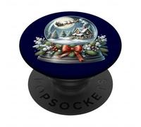 Scène de Boule à Neige Confortable avec traîneau du Père Noël PopSockets PopGrip Adhésif