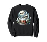 Scène de Boule à Neige Confortable avec traîneau du Père Noël Sweatshirt
