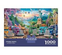 Scène de Camion américain Puzzle 1000 Pièces des camions américains en Parade Puzzle en Papier Écologique, Relaxant Et Stimulant, Idéal pour Adultes Et Famille 38x26cm/1000pcs