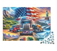 Scène de camionnage américaine Puzzle DIY 1000 Pièces Carton Extra-Épais pour Famille, Jeu Amusant Stimulant, Belle Décoration, Cadeau D’Anniversaire Idéal pour Famille 70x50cm/1000pcs