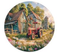 Scène de Campagne Vintage Puzzle Art Déco 1000 Piece Ferme de tracteurs rustiques Jigsaw Puzzle Jeu De Famille Idées Cadeaux pour Adultes Et Enfants À Partir De 12 Ans 1000pcs (67.5x67.5cm)
