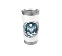 Scène de camping en montagne au clair de lune Gobelet isotherme en acier inoxydable double paroi