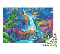 Scène de Cascade colorée 1000 Pièces Cascade Arc-en-Ciel Puzzle Adulte Papier Recy nti-Stress pour S'amuser pour Débutants Facile À Assembler Édition Limitée 70x50cm/1000pcs