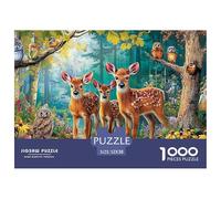 Scène de cerf dans la forêt 1000 Pièces Puzzle Adultes Et Enfants Décoration D Intérieur Jeu De Créatif Impossible 52x38cm/1000pcs