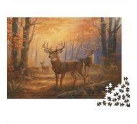 Scène de cerf d'automne Casse-tête 1000 Pièces avec Emboîtement Parfait, Grand Puzzle Puzzle De Détente pour La Décoration Murale DIY, Secret Santa Original 38x26cm/1000pcs