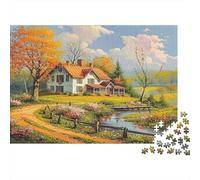 Scène de Chalet d'automne Puzzle 1000 Pièces Papier recyclé pour Adultes Puzzle pour Adultes Jeu éducatif pour décompression Excellente idée Cadeau pour Femmes et Hommes 70x50cm/1000pcs