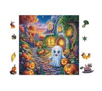 Scène de Chalet d'halloween 100 Pieces Casse-tête Adulte en Carton Rigide Haute Qualité Très Difficile Anti-Stress Jeu De Société Cadeau Noël Haute Qualité 28x28cm