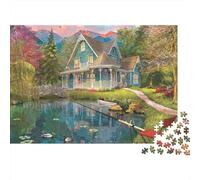 Scène de Chalet Rural 1000 Pièce Carton Épais Puzzle De Bricolage pour Enfants Débutants Défi du Jeu Éducatif Soulagement du Stress Le 38x26cm/1000pcs