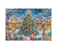 Scène de cheminée de Noël 300 Pièces Puzzle Collectionneur en Carton Haute Densité Épais Haute Difficulté Décoration Murale Oeuvre d'art Cadeau Noël Premium 300 PCS
