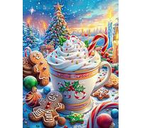 Scène de Chocolat Chaud de Noël avec du Pain d'épices 1000 Pieces Casse-tête Adulte en Carton Rigide Haute Qualité Scène de Conte de fées Dessin animé Très Difficile Anti-Stress Jeu De Société Cadeau