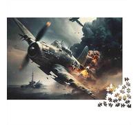 Scène de Combat aérien - Puzzle de 1000 pièces en Carton 100% recyclé Un Avion de Chasse de la Seconde Guerre Mondiale en Plein Combat - Puzzle décoratif Unique et Magnifique (70 x 50 cm)
