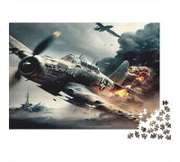 Scène de Combat aérien - Puzzle de 1000 pièces en Carton 100% recyclé Un Avion de Chasse de la Seconde Guerre Mondiale en Plein Combat - Cadeau Amusant pour Adultes et Enfants - 70 x 50 cm