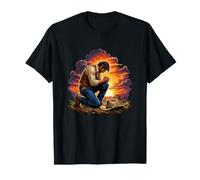 Scène de Coucher de Soleil Occidentale prière Cowboy à Genoux T-Shirt
