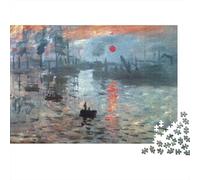 Scène de Coucher de Soleil sur Un Port, lac avec reflet du Soleil Rouge, Puzzle de 1000 pièces en Carton 100% recy ctivité ludique pour Adultes Les Jours de Pluie, 52 x 38 cm