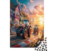 Scène de Course de Tracteur 1000 Pièce Style Coucher de Soleil vibrants Papier Écologique Puzzle PremiumIdée Cadeau Décompression du Jeu Éducatif 38x26cm/1000pcs