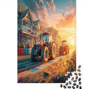 Scène de Course de Tracteur Carton Épais Style d'art de Fantaisie Rurale Puzzle Amants De Famille Puzzle De Soulagement du Stress Idée Cadeau pour Puzzle pour Enfants Débutants 38x26cm/1000pcs