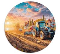 Scène de Course de Tracteurs 1000 Pièces Puzzle Circulaire Style Coucher de Soleil Éclatant Adulte Enfants Familial Difficile Impossible Décoration Enfants Cadeau 1000pcs (67.5x67.5cm)