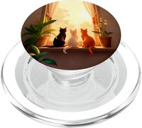 Scène de fenêtre en Forme de Chat Pastel PopSockets PopGrip pour MagSafe
