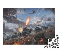 Scène de Guerre : Champ de Bataille coloré de la Seconde Guerre Mondiale avec Avions. Puzzle de 1000 pièces pour Adultes, activité ludique et stimulante à Faire à la Maison (70 x 50 cm).