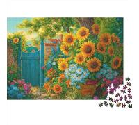 Scène de Jardin de Tournesol 1000 Pièces Carton Extra Épais Puzzle Premium pour Adultes Difficile Défiant Jeu Le 38x26cm/1000pcs